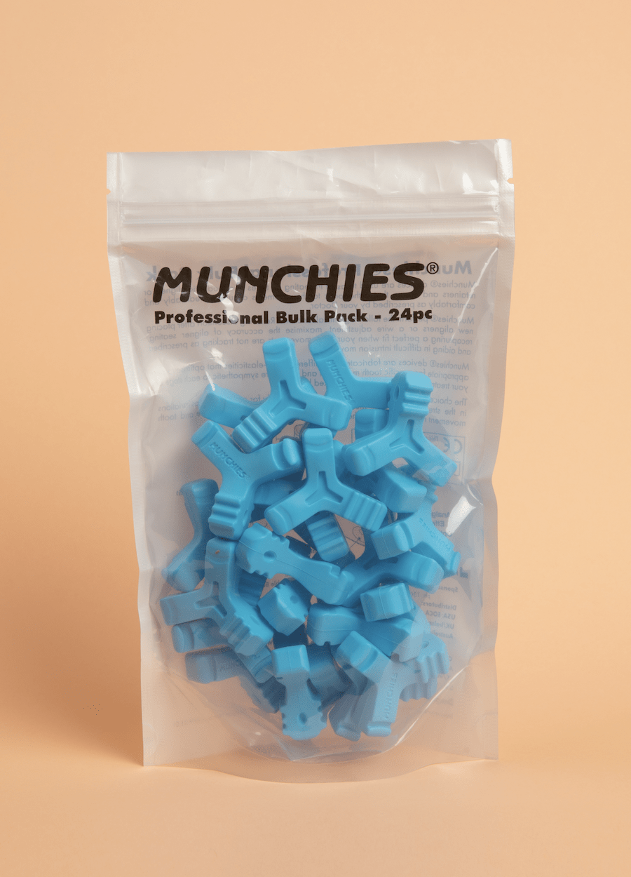 Front, close-up view of Blue Munchies® EPS 24 piece bulk bag